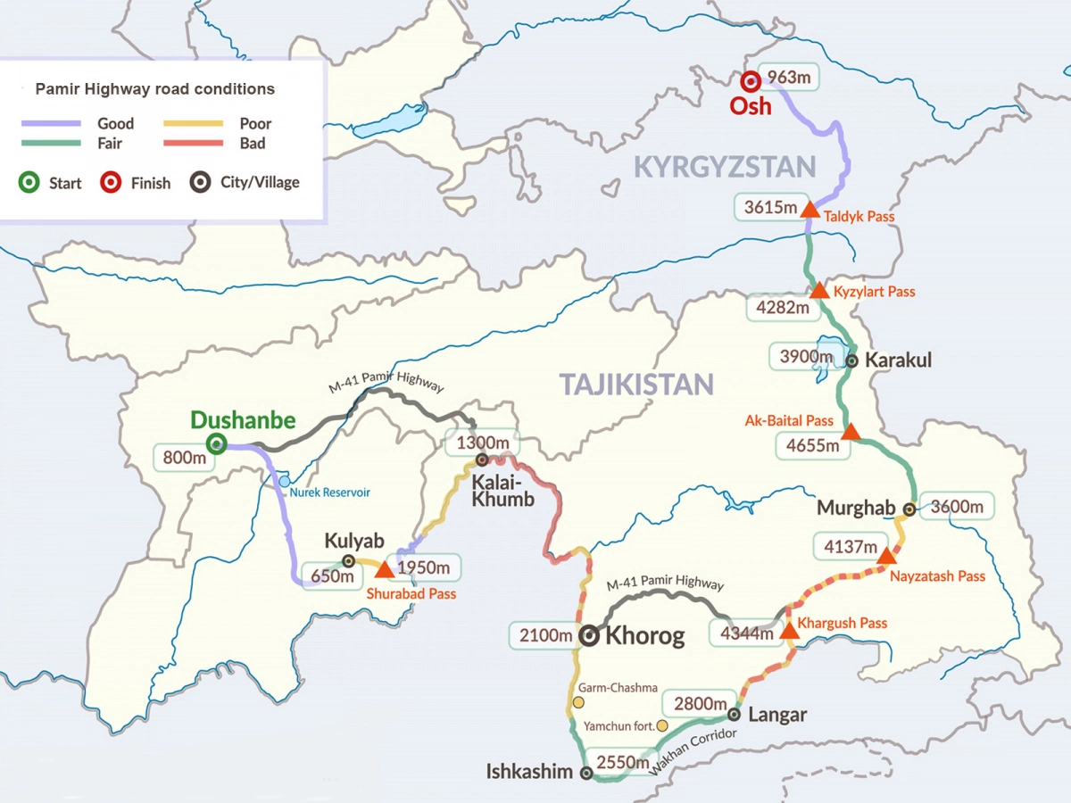 Pamir highway map