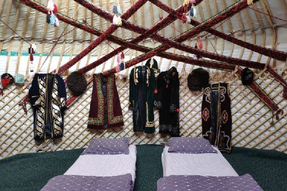 Yurt camp on the shore of the Aral Sea