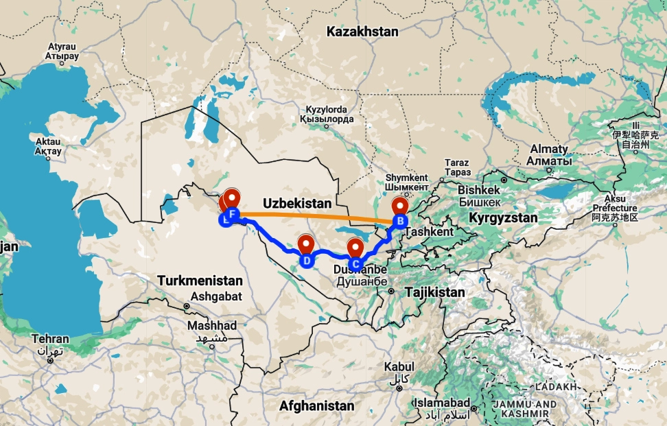 Uzbekistan Tour Route